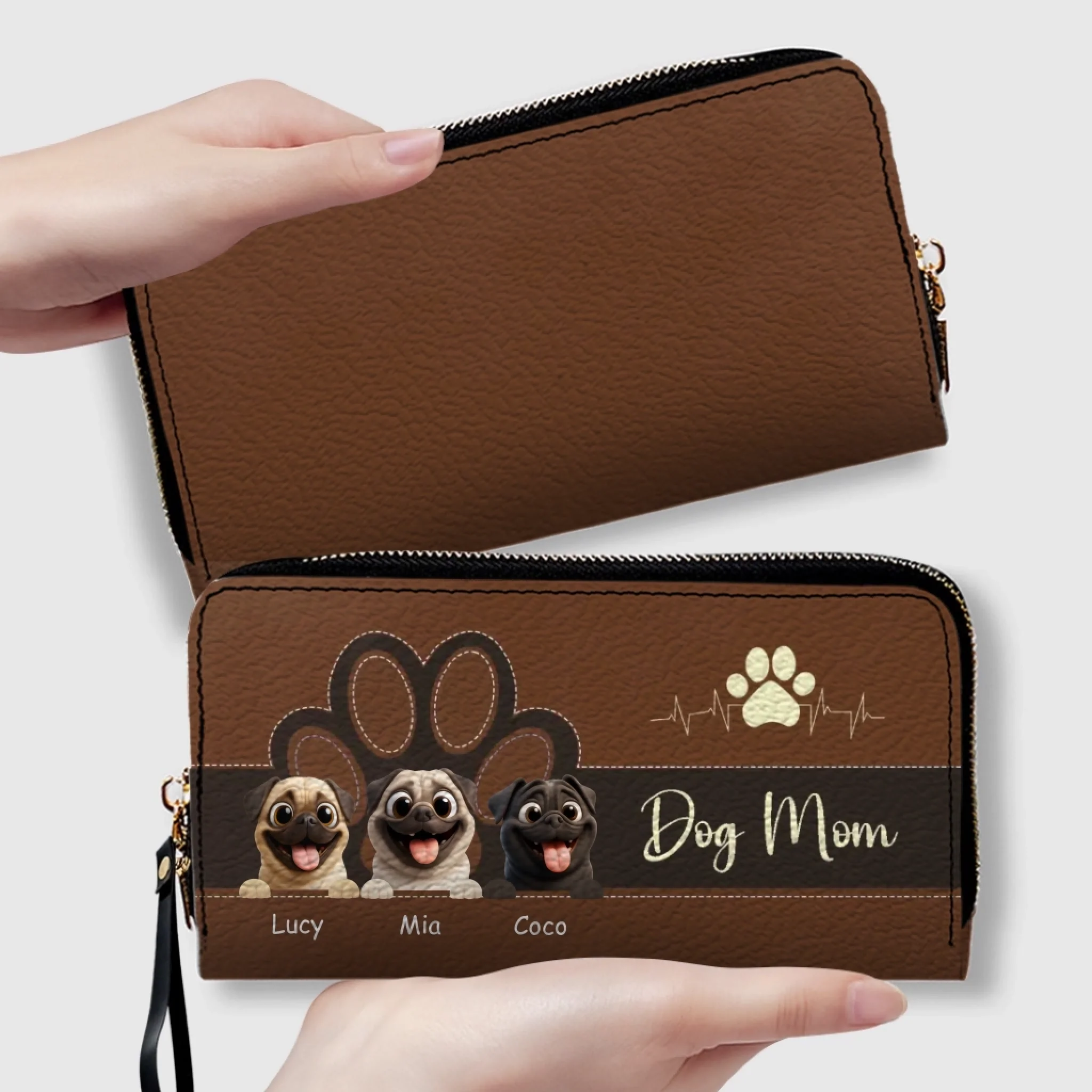 Personalized Pug Lover Leather Wallet – Colorful Dog Mom Custom Gift | 89Prints