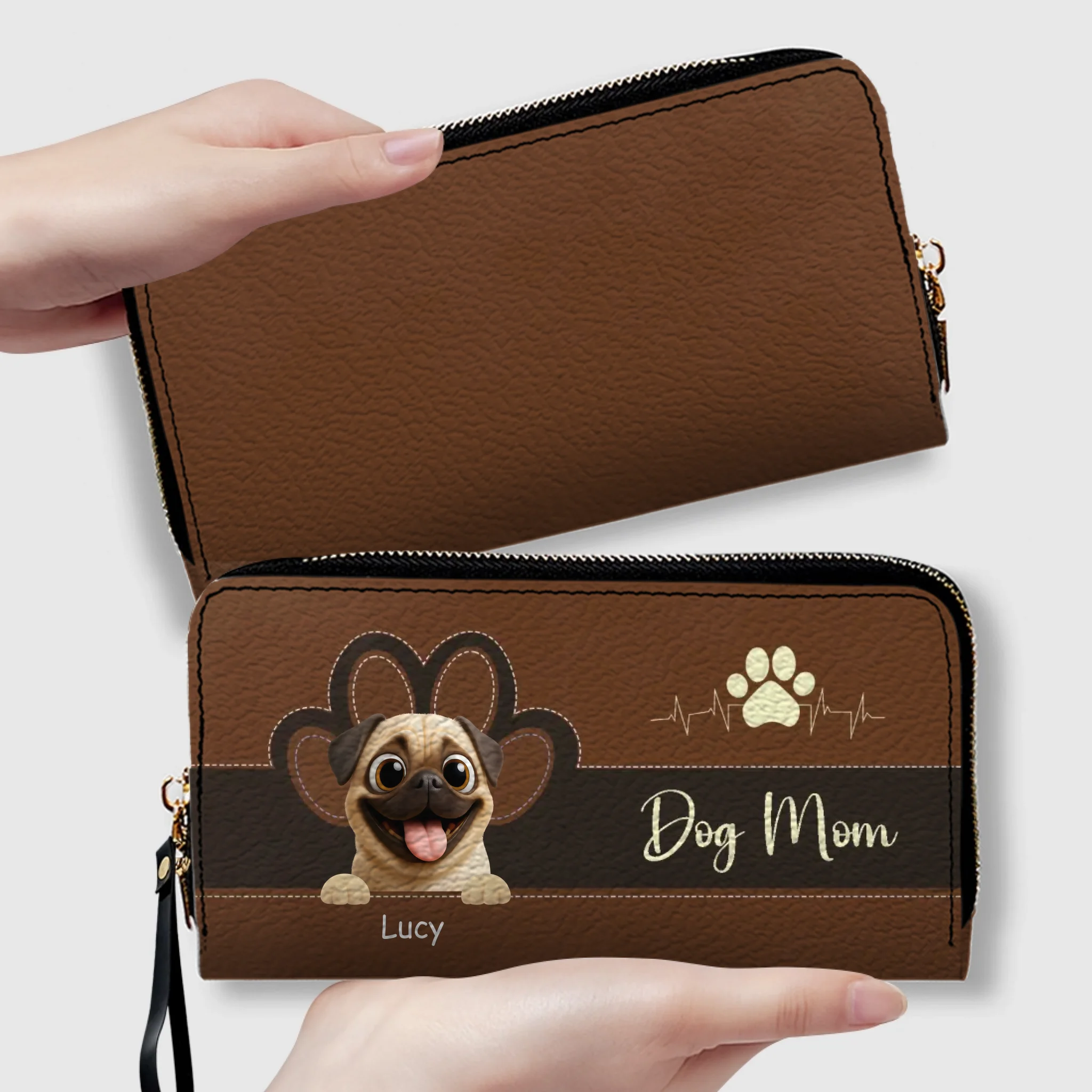Personalized Pug Lover Leather Wallet – Colorful Dog Mom Custom Gift | 89Prints