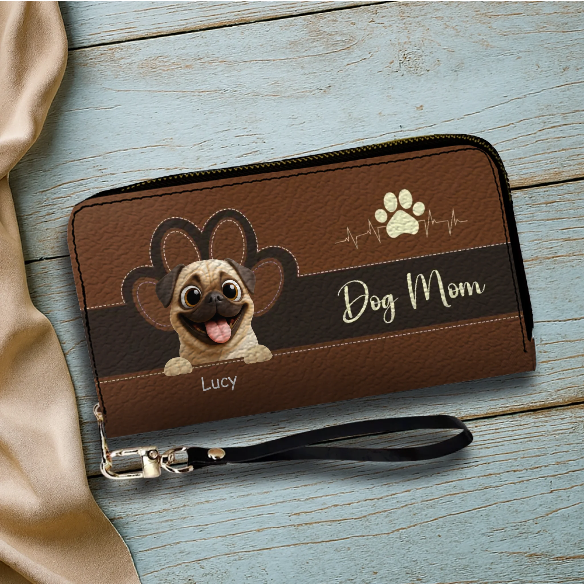 Personalized Pug Lover Leather Wallet – Colorful Dog Mom Custom Gift | 89Prints