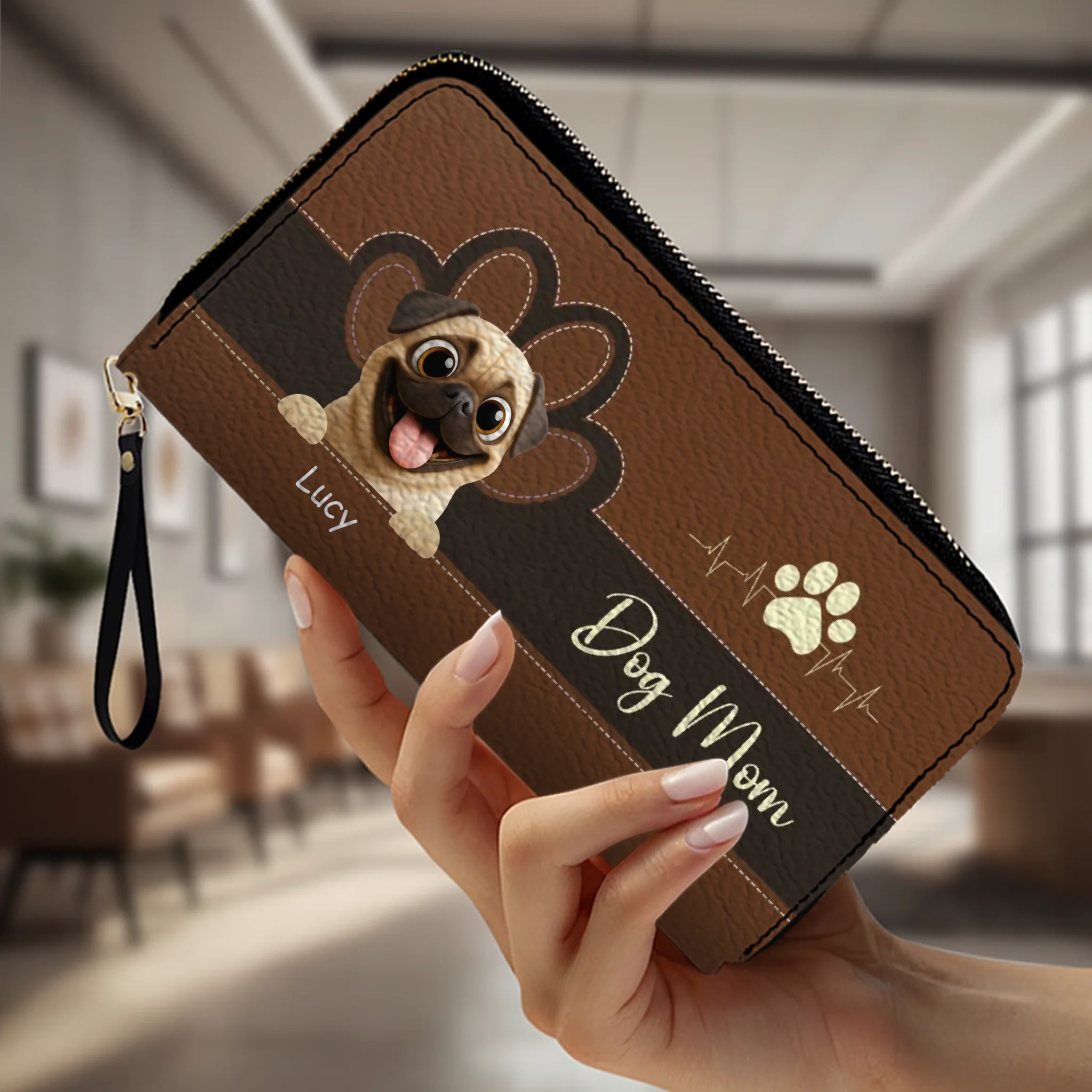 Personalized Pug Lover Leather Wallet – Colorful Dog Mom Custom Gift | 89Prints