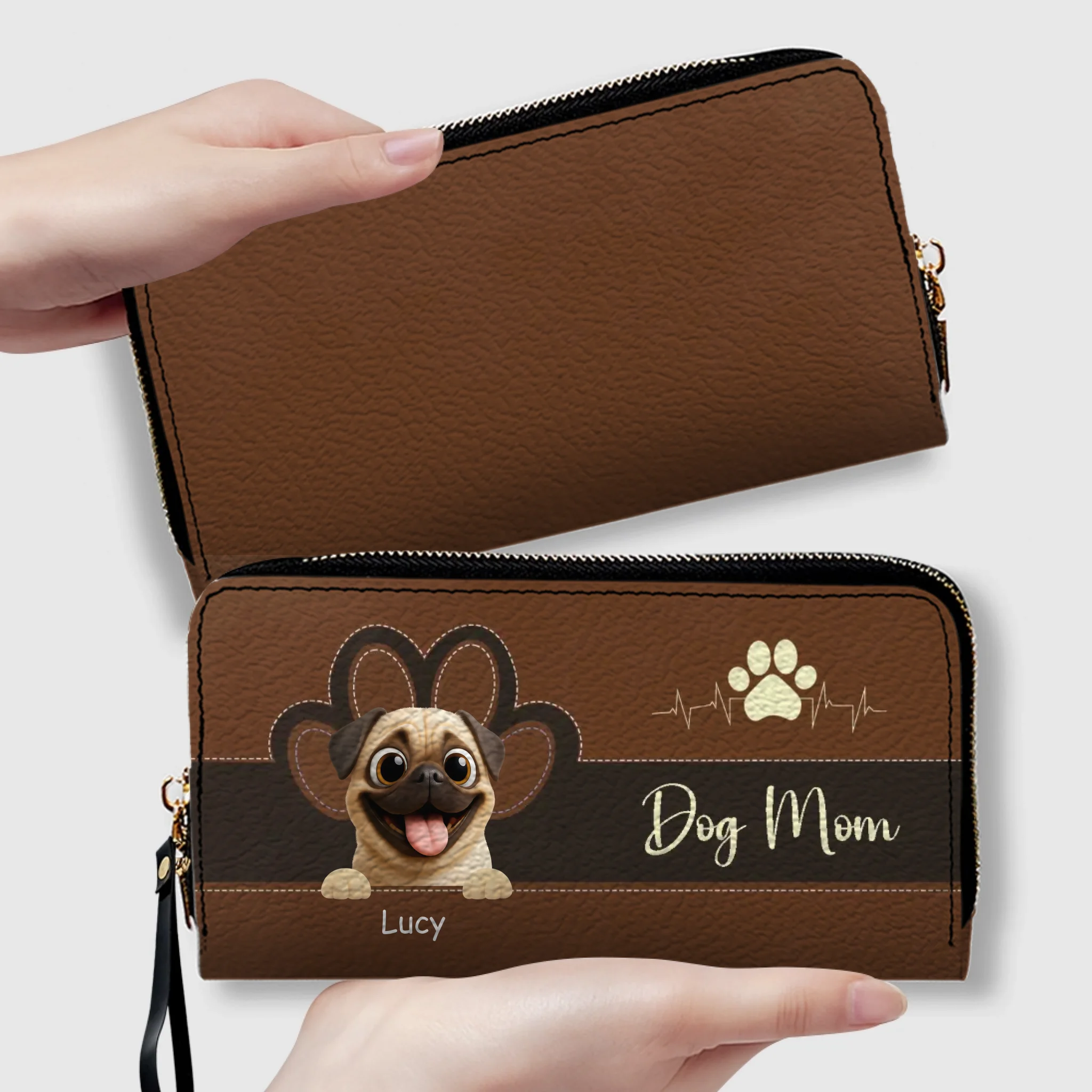 Personalized Pug Lover Leather Wallet – Colorful Dog Mom Custom Gift | 89Prints