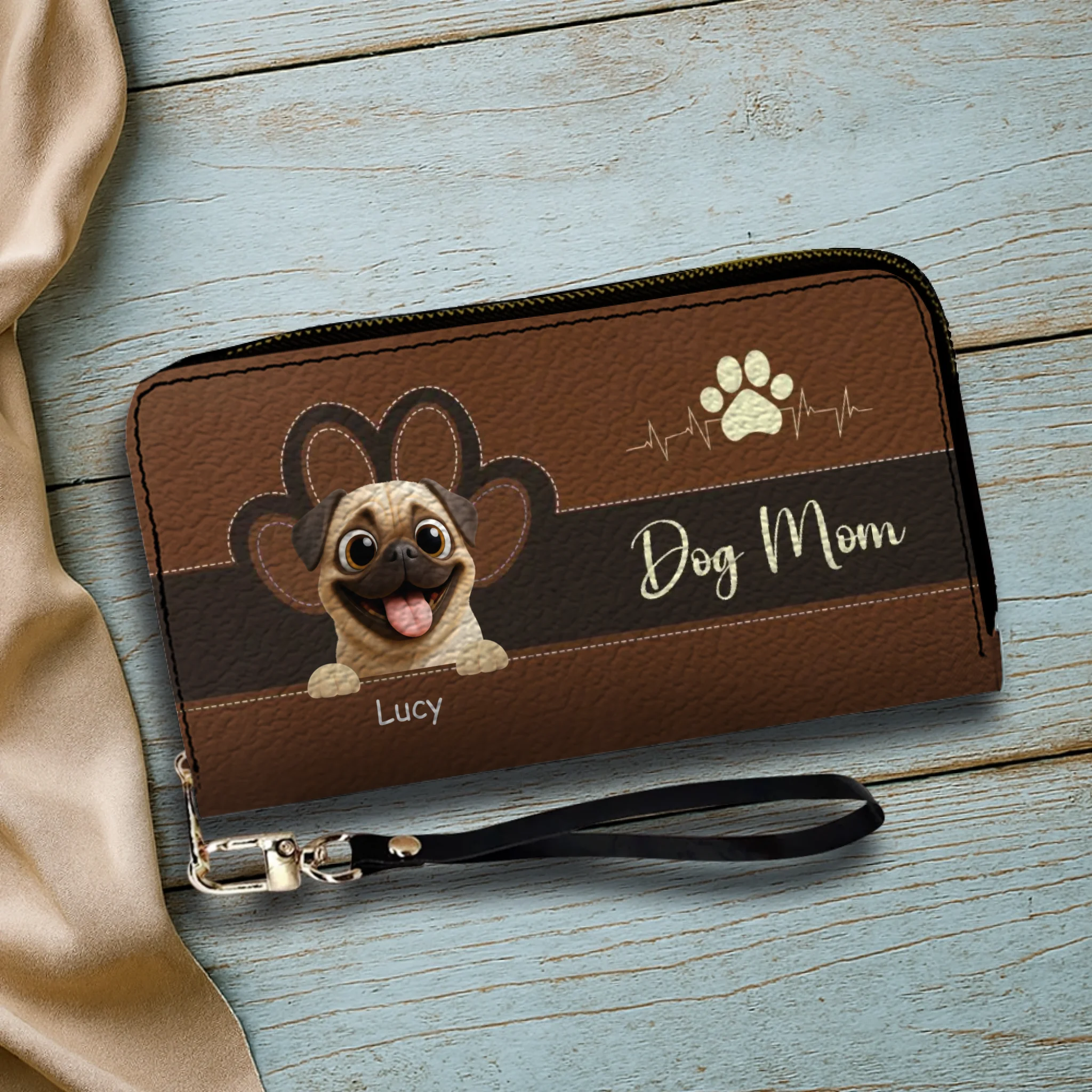 Personalized Pug Lover Leather Wallet – Colorful Dog Mom Custom Gift | 89Prints