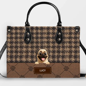 Customized Pug Lover Handbag - Classic Houndstooth Pattern Dog Gift For Dog Lovers | 89Prints