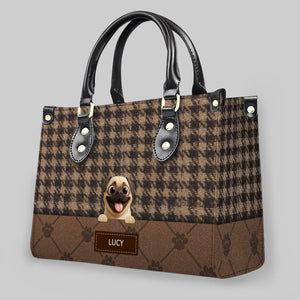 Customized Pug Lover Handbag - Classic Houndstooth Pattern Dog Gift For Dog Lovers | 89Prints