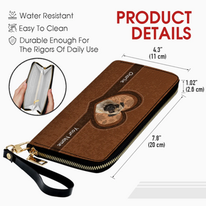 Customized Pug Leather Wallet - Pet Photo Heart Design For Dog Owners | 89Prints