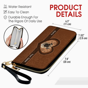 Customized Pug Leather Wallet - Pet Photo Heart Design For Dog Owners | 89Prints
