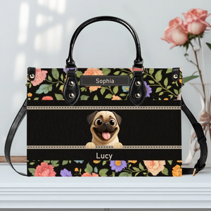 Customized Pug Handbag - Botanical Floral Pattern Dog Gift For Owners | 89Prints