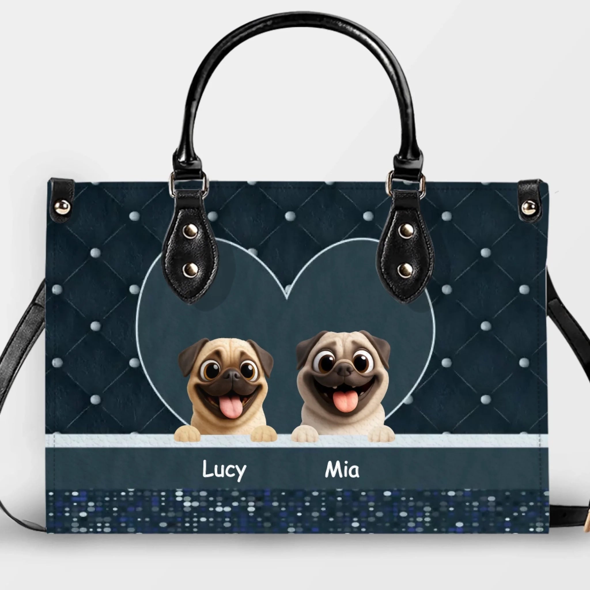 Personalized Pug HandBag - Elegant Quilted Heart For Dog Owners | 89Prints