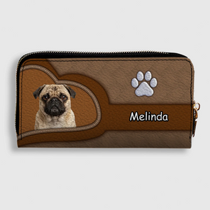 Personalized Pug Lover Wallet - Name Pet Print Leather Clutch For Owners | 89Prints