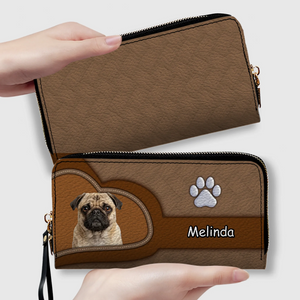 Personalized Pug Lover Wallet - Name Pet Print Leather Clutch For Owners | 89Prints