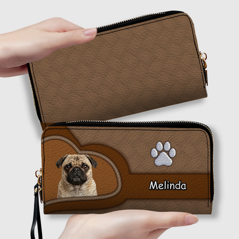 Personalized Pug Lover Wallet - Name Pet Print Leather Clutch For Owners | 89Prints