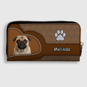 Personalized Pug Lover Wallet - Name Pet Print Leather Clutch For Owners | 89Prints