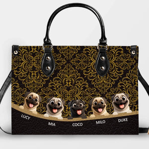 Personalized Pug Lover Leather Handbag - Luxury Baroque Pattern Gift | 89Prints