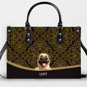 Personalized Pug Lover Leather Handbag - Luxury Baroque Pattern Gift | 89Prints