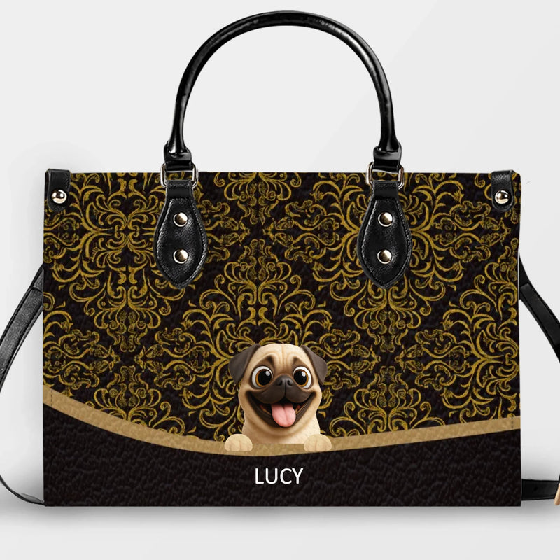 Personalized Pug Lover Leather Handbag - Luxury Baroque Pattern Gift | 89Prints