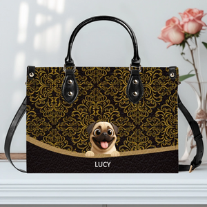 Personalized Pug Lover Leather Handbag - Luxury Baroque Pattern Gift | 89Prints