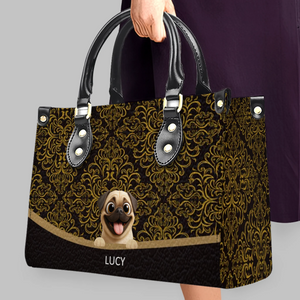 Personalized Pug Lover Leather Handbag - Luxury Baroque Pattern Gift | 89Prints