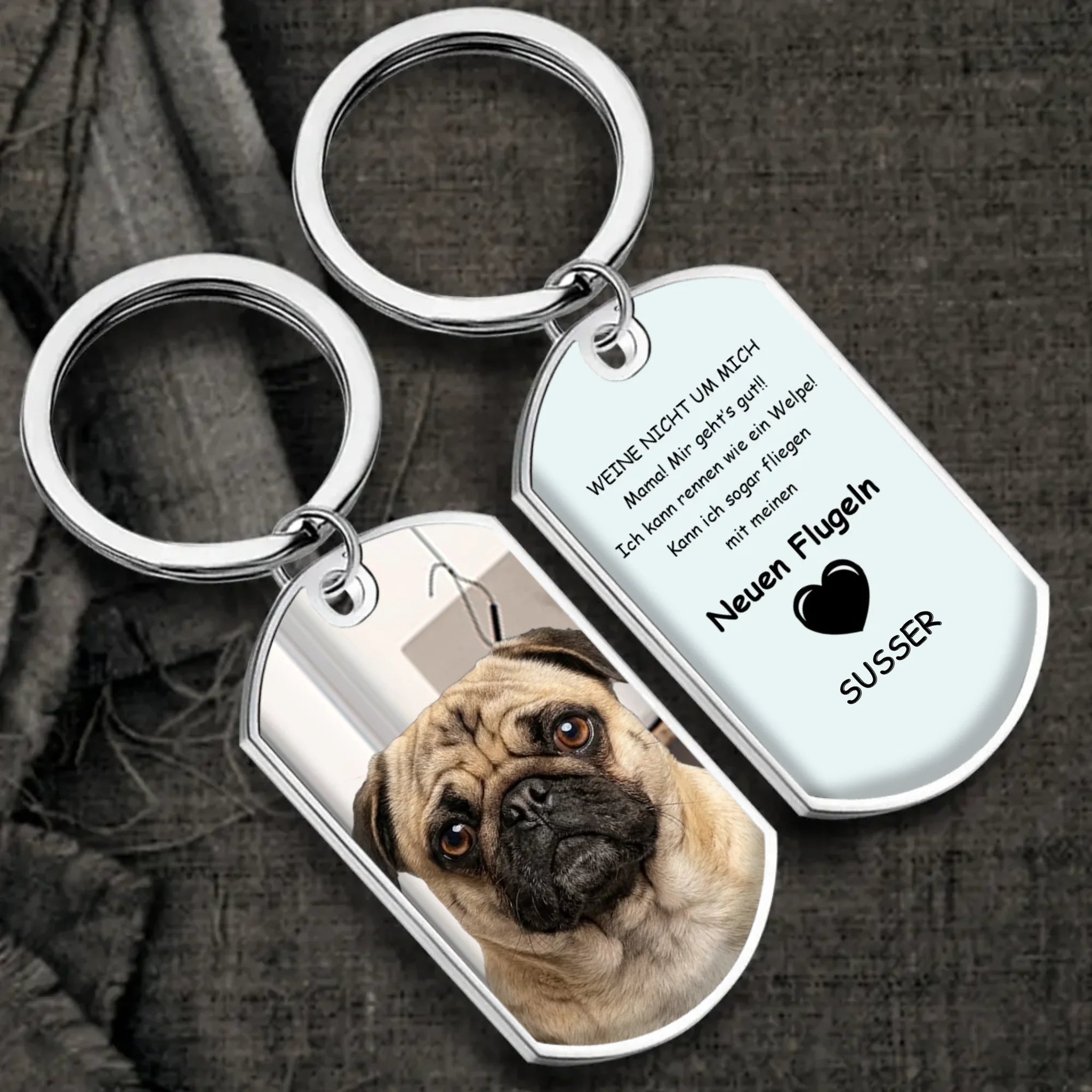 Personalized Pug Memorial Keychain – Custom Dog Photo & Name Keepsake | 89Prints