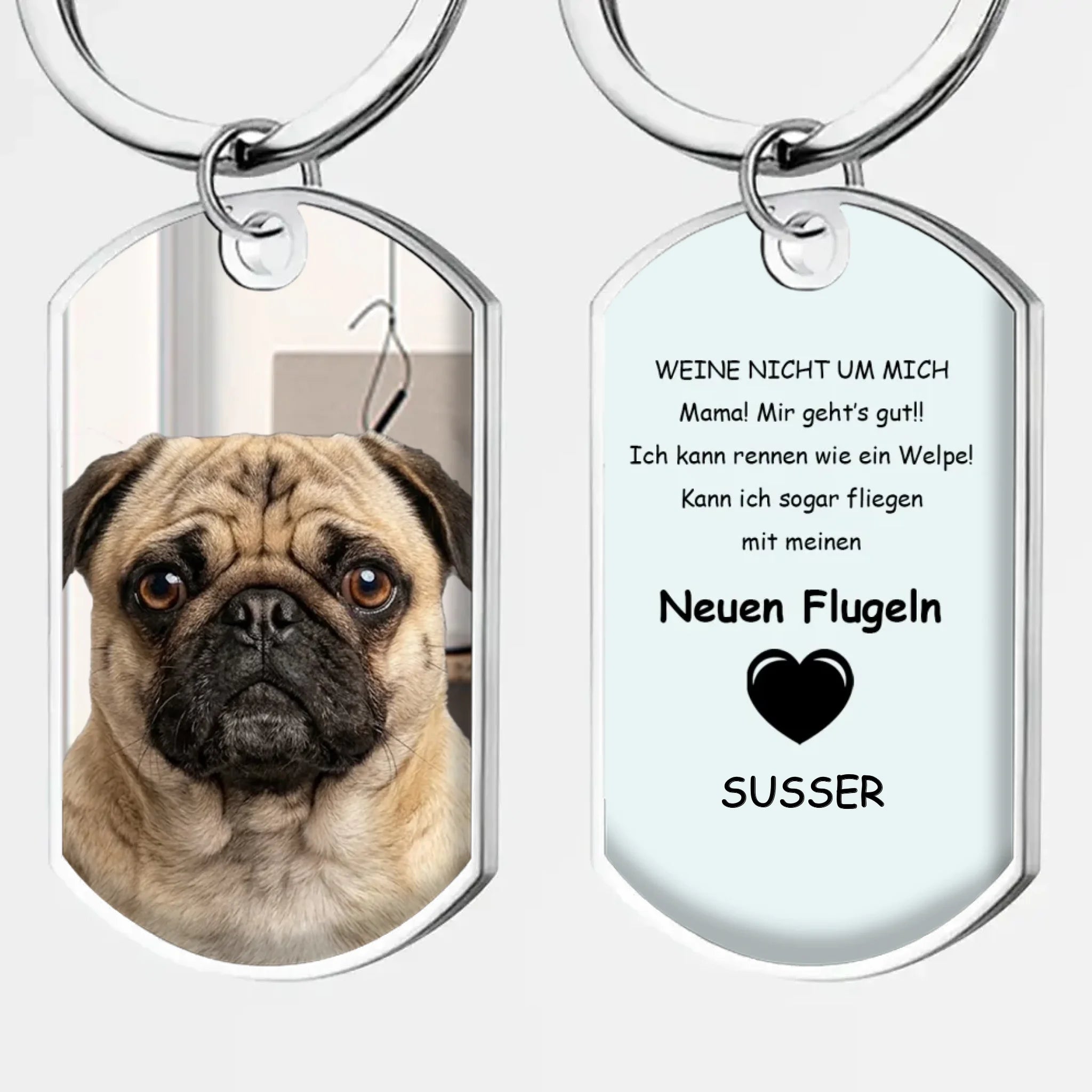 Personalized Pug Memorial Keychain – Custom Dog Photo & Name Keepsake | 89Prints