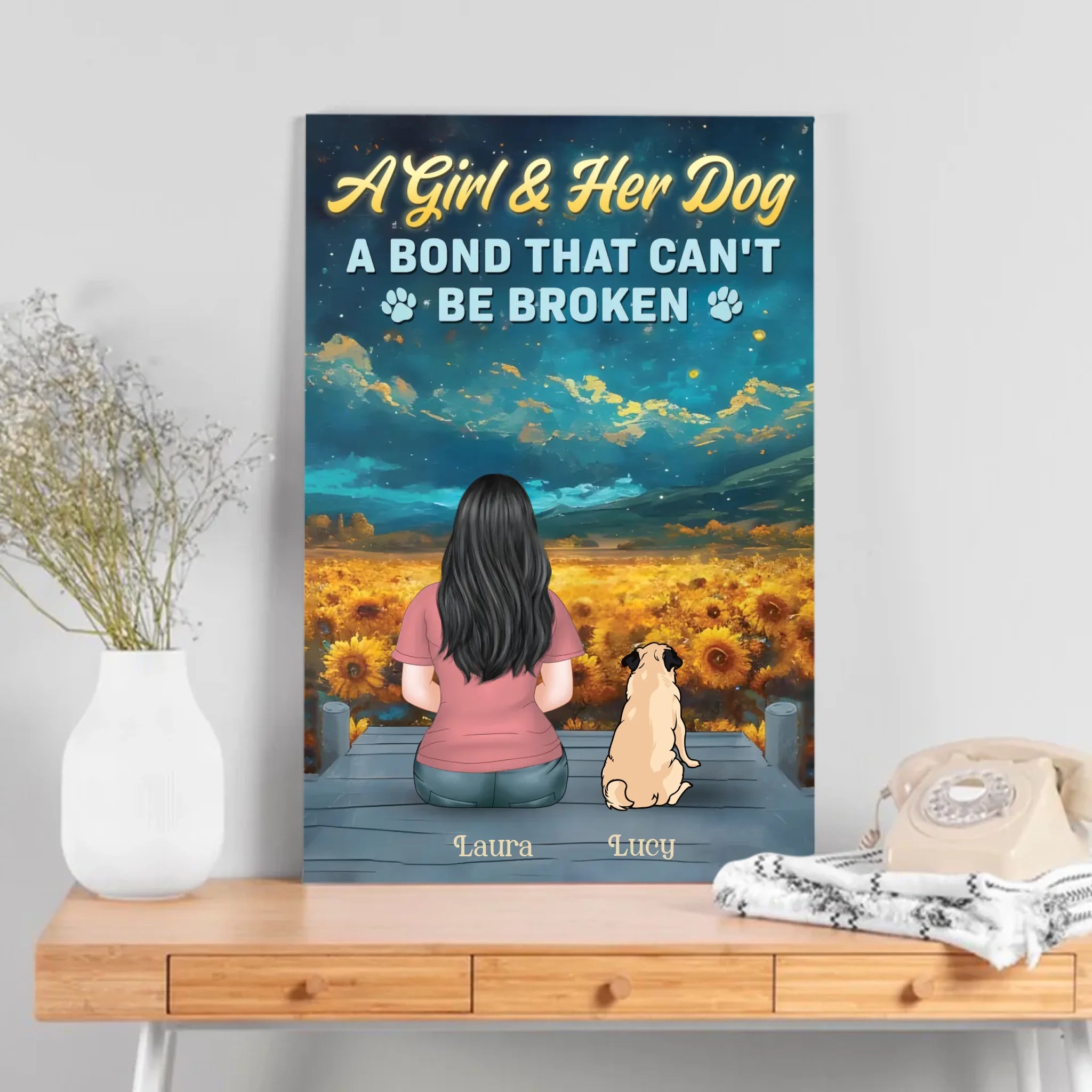 Personalized Pug Lover Canvas Wall Art – A Bond That Can't Be Broken Gift | 89Prints