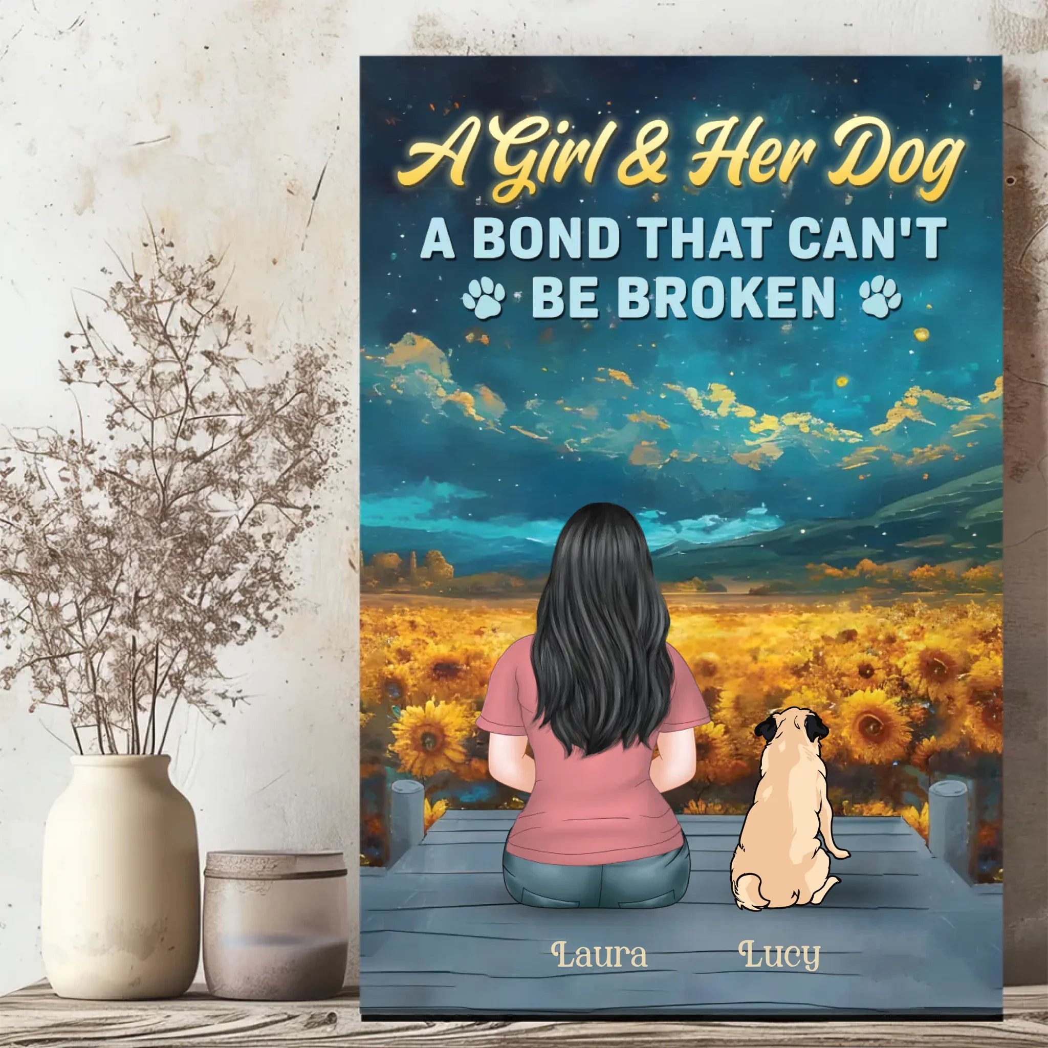 Personalized Pug Lover Canvas Wall Art – A Bond That Can't Be Broken Gift | 89Prints