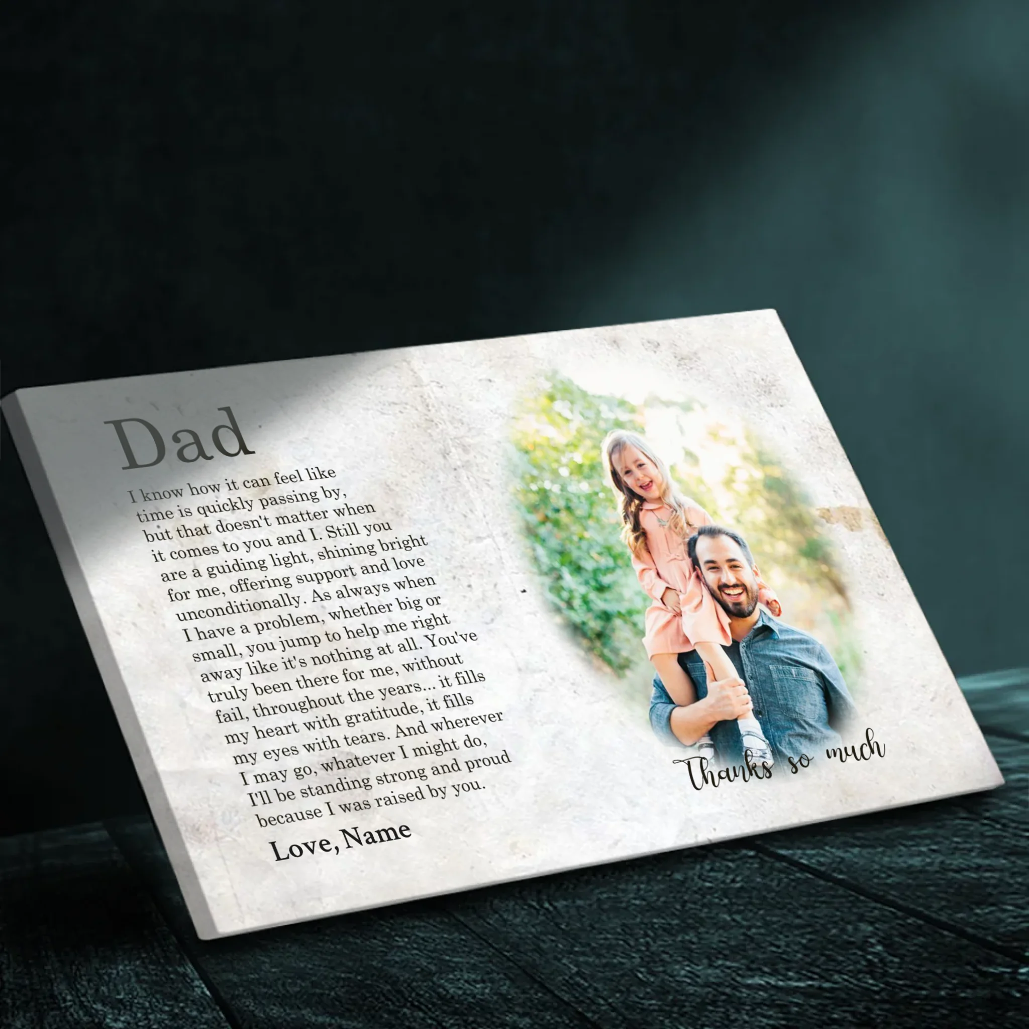 Custom Photo Canvas – A Heartfelt Poem Celebrating Dad's Unconditional Love