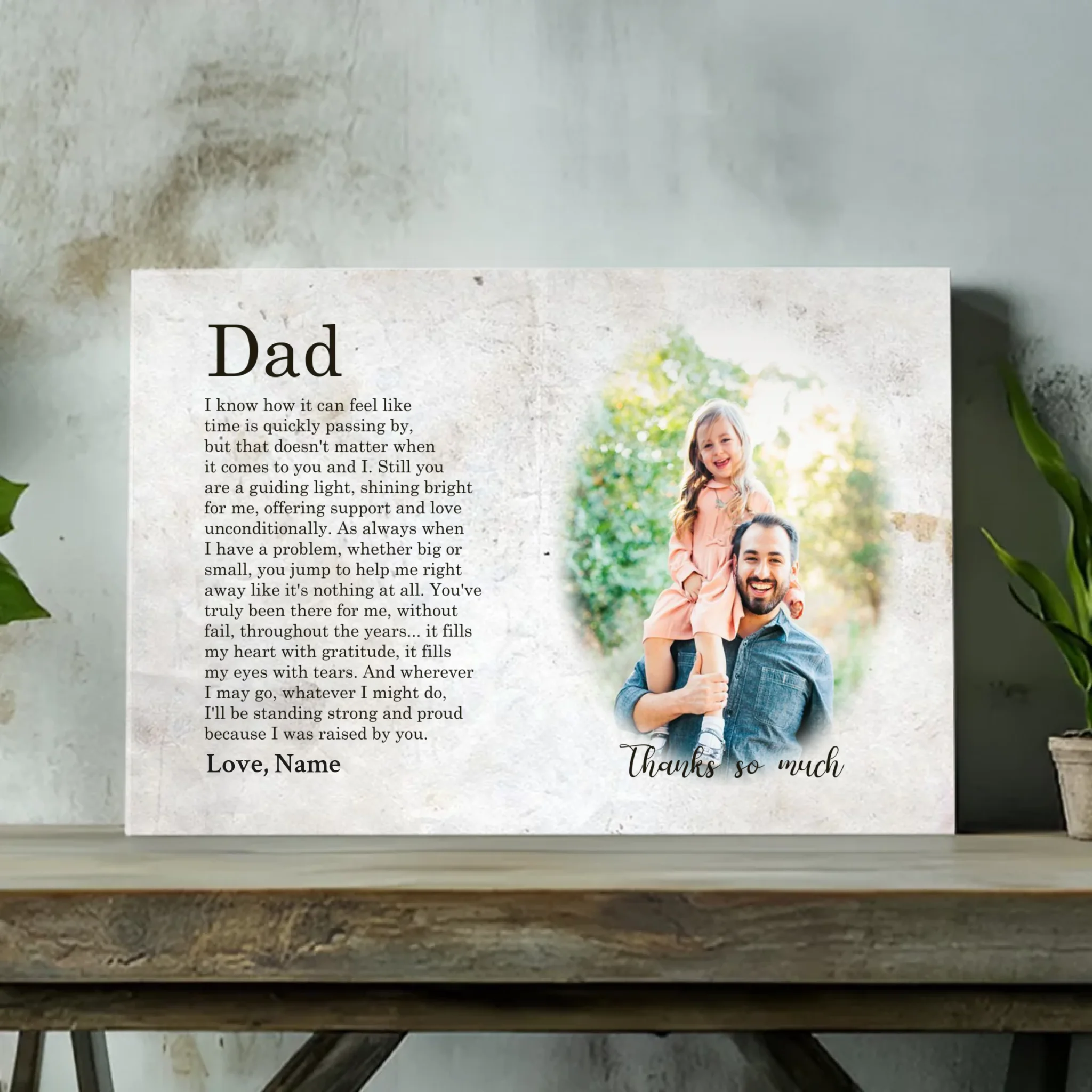 Custom Photo Canvas – A Heartfelt Poem Celebrating Dad's Unconditional Love