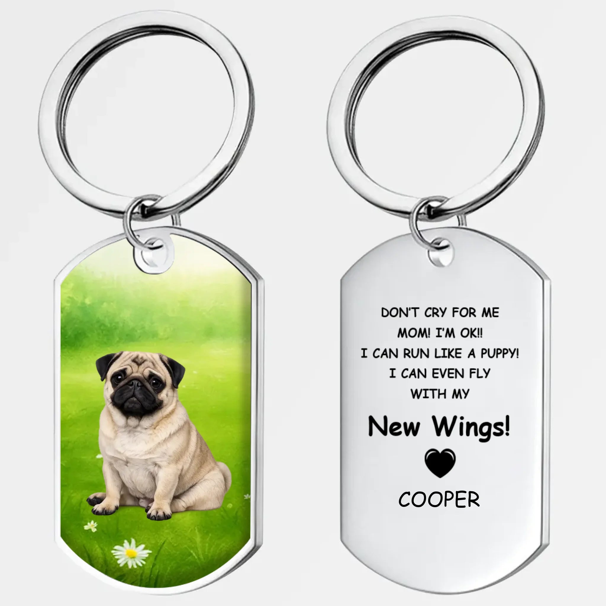 Personalized Pug Lover Keychain Gift - Don't Cry For Me | 89Prints