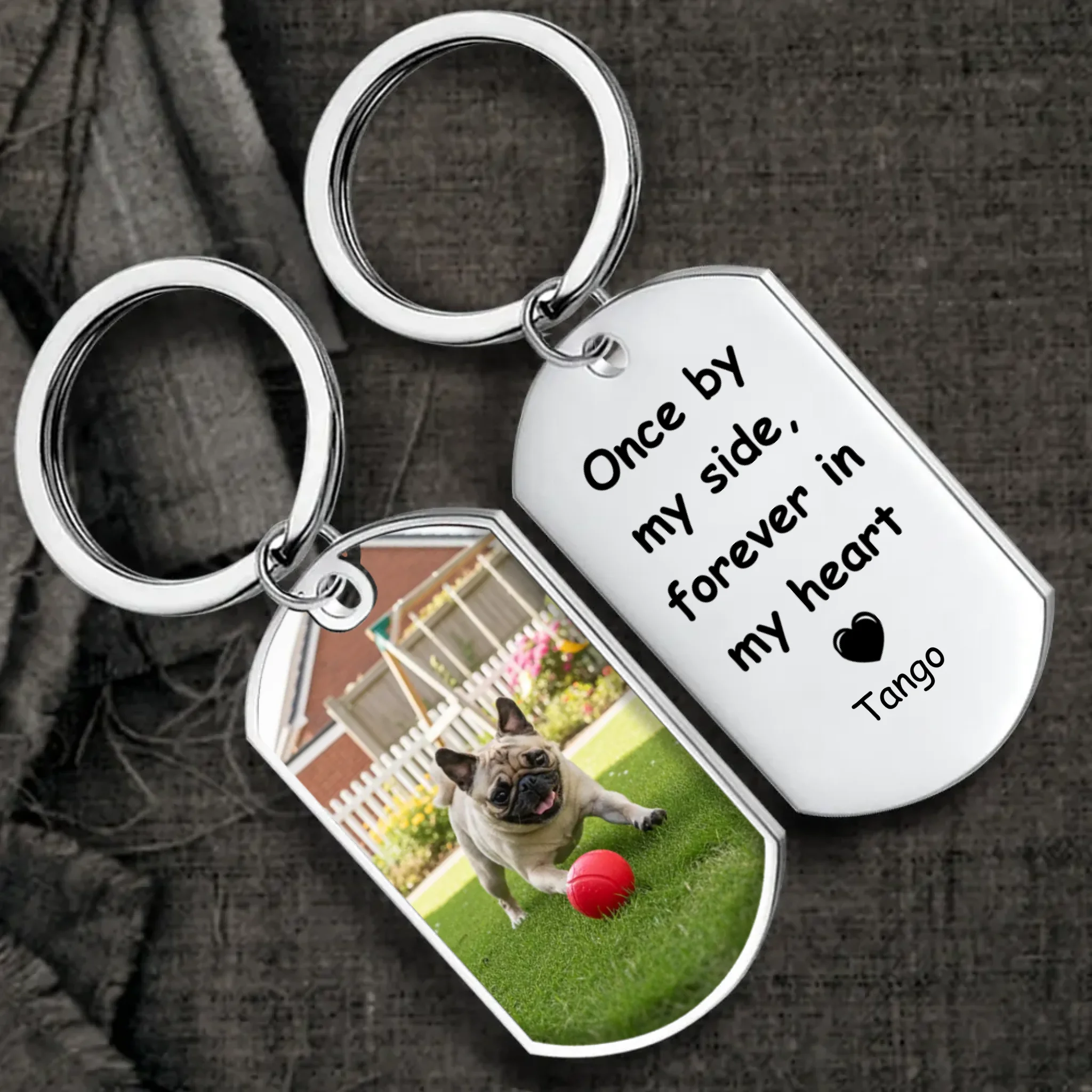 Heartfelt Custom Pug Lover Keychain Gift - Once By My Side, Forever In My Heart | 89Prints