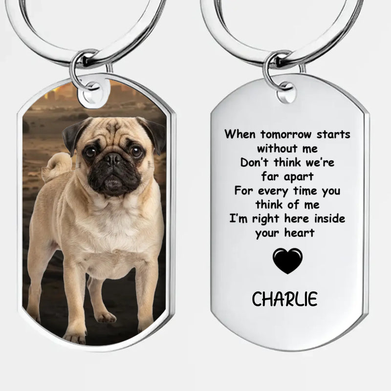 Personalized Pug Memorial Keychain – Custom Pet Photo & Engraved Message | 89Prints