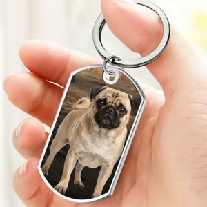Personalized Pug Memorial Keychain – Custom Pet Photo & Engraved Message | 89Prints