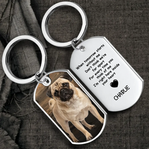 Personalized Pug Memorial Keychain – Custom Pet Photo & Engraved Message | 89Prints