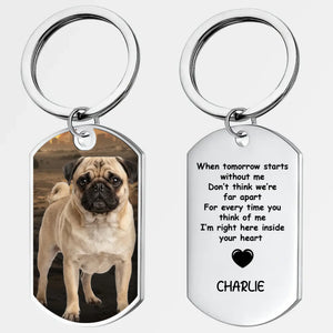 Personalized Pug Memorial Keychain – Custom Pet Photo & Engraved Message | 89Prints