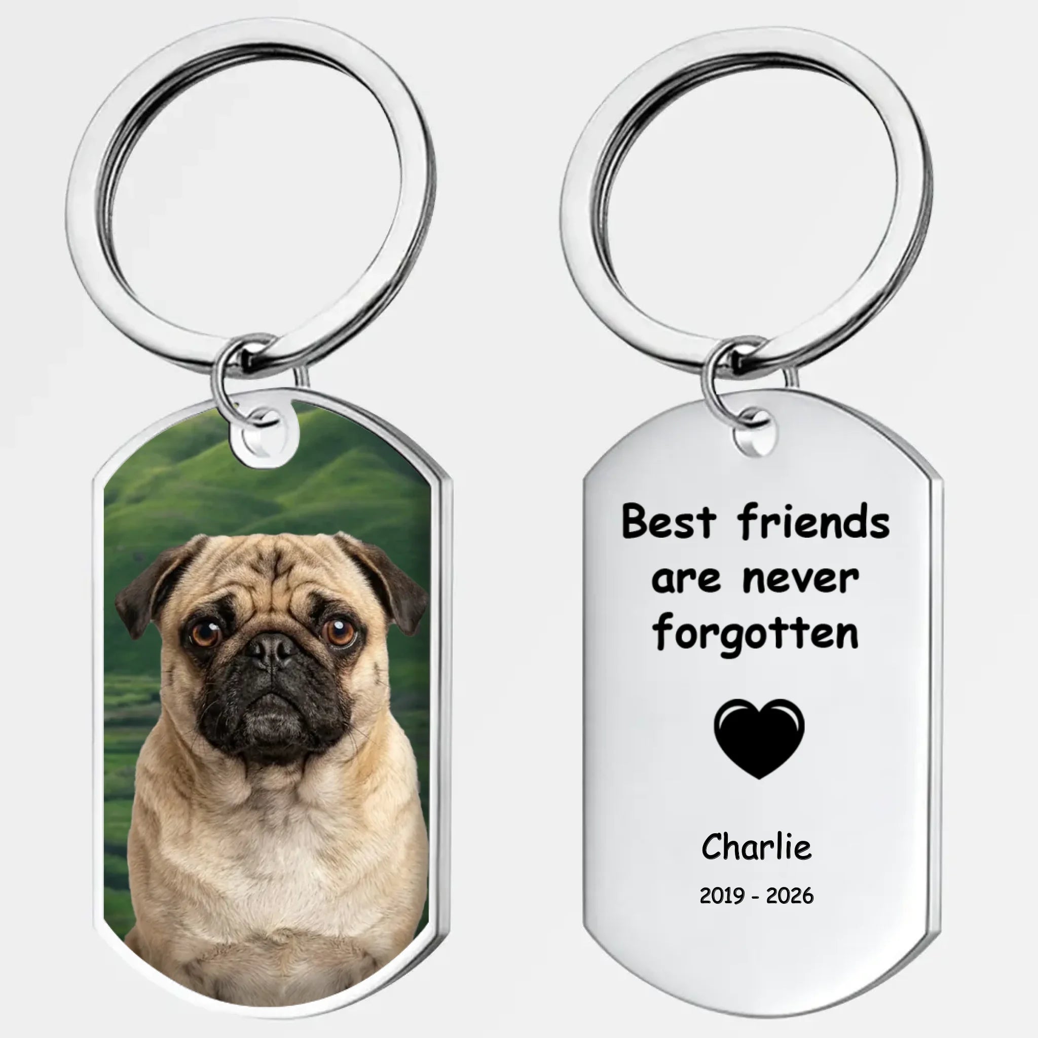 Custom Pug Memorial Keychain – Exclusive Best Friends Are Never Forgotten Gift | 89Prints