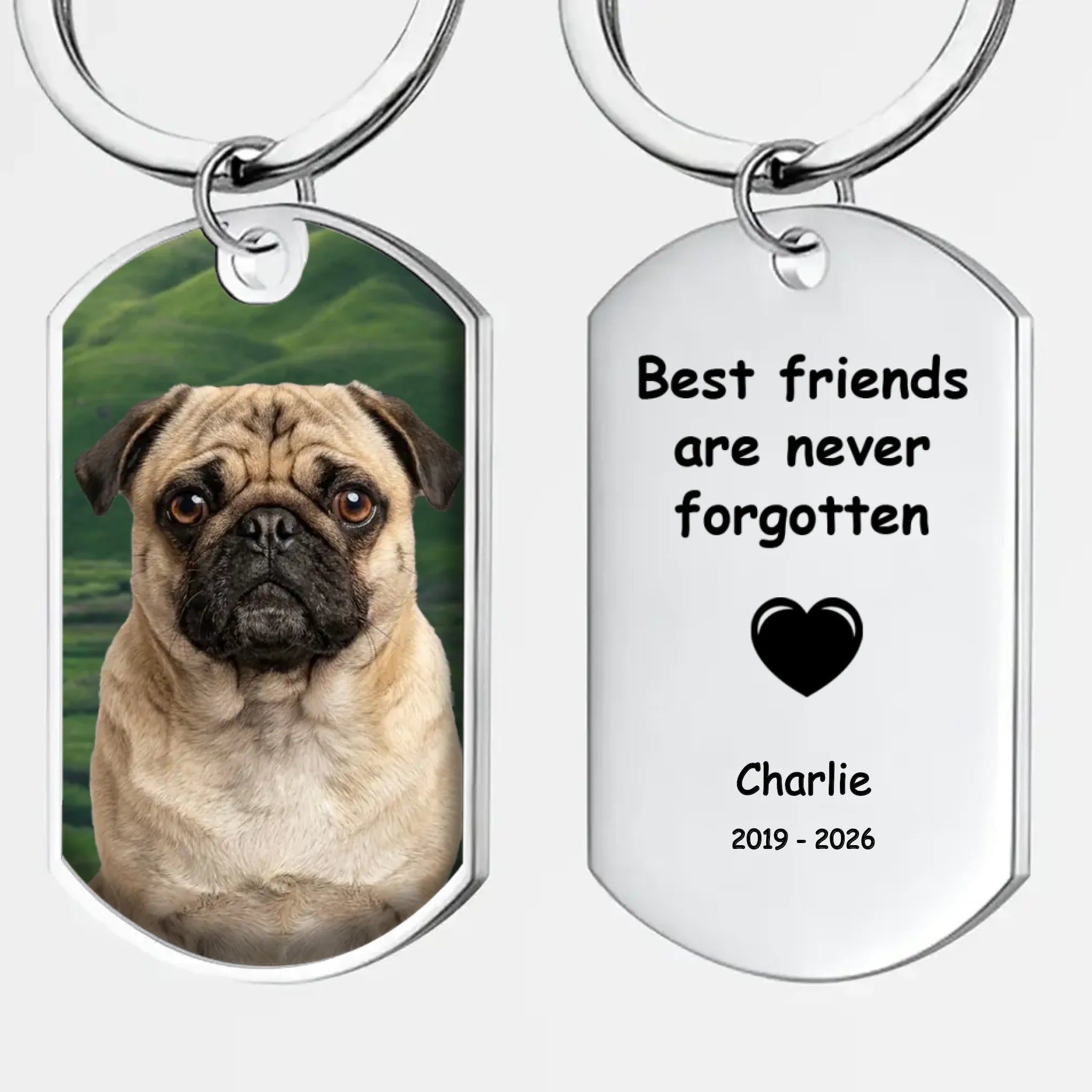 Custom Pug Memorial Keychain – Exclusive Best Friends Are Never Forgotten Gift | 89Prints
