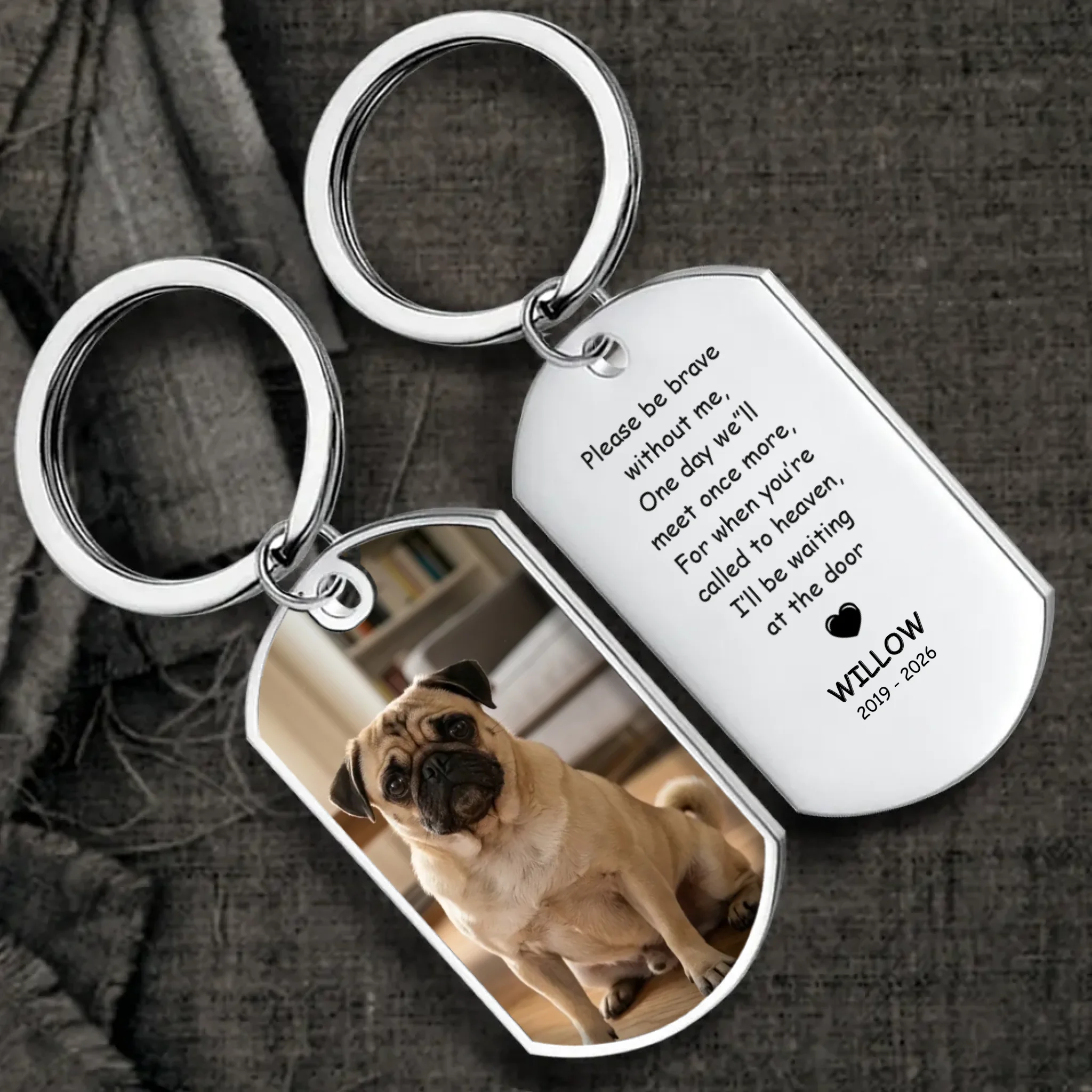 Personalized Pug Memorial Keychain – Custom Be Brave Without Me Gift | 89Prints