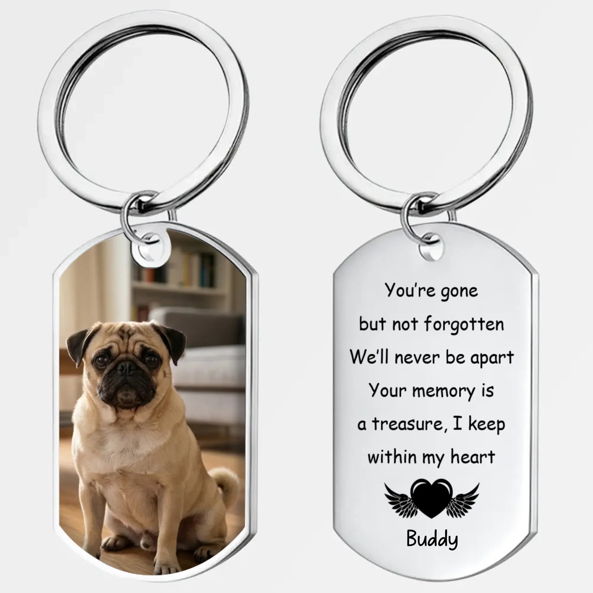 Custom Pug Memorial Keychain - You're Gone But Not Forgotten Personalized Dog Photo Gift | 89Prints