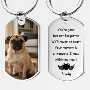 Custom Pug Memorial Keychain - You're Gone But Not Forgotten Personalized Dog Photo Gift | 89Prints