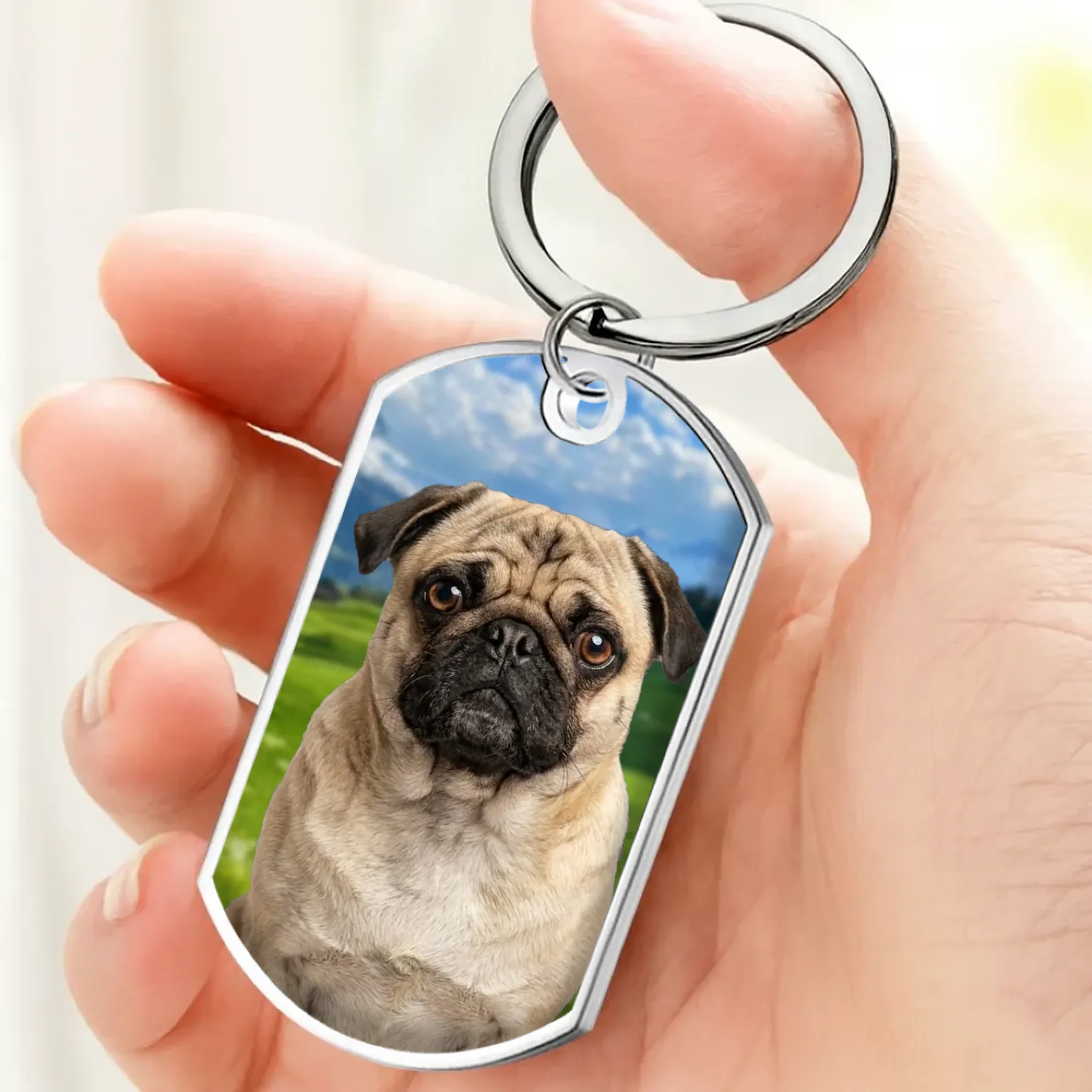 Custom Pug Keychain - We'll Never Be Apart Personalized Dog Photo Gift | 89Prints