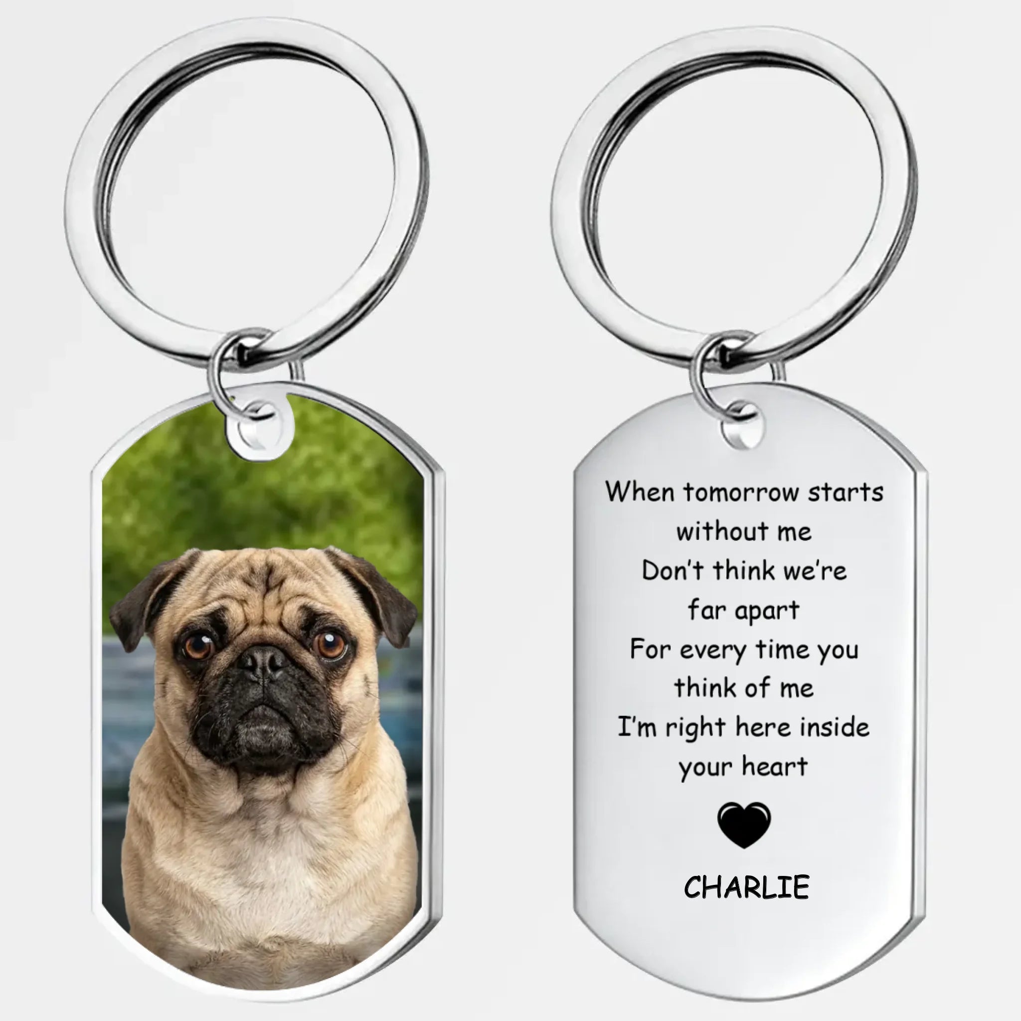 Custom Pug Lover Keychain – Personalized Memorial Inside Your Heart Dog Gift | 89Prints