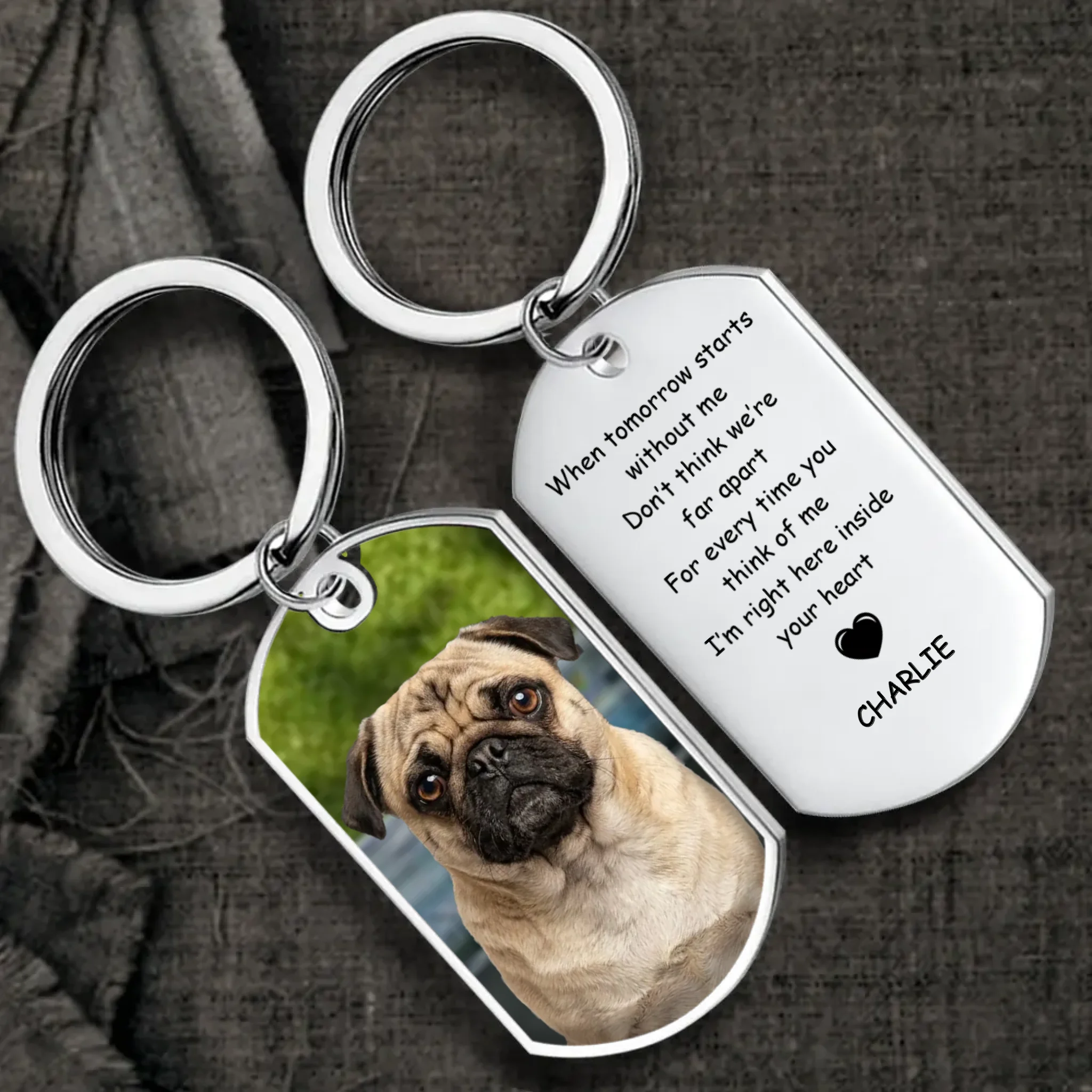 Custom Pug Lover Keychain – Personalized Memorial Inside Your Heart Dog Gift | 89Prints