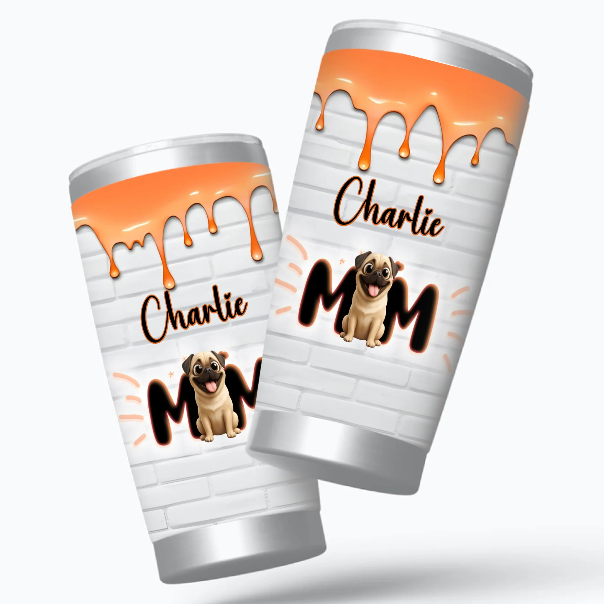 Custom Pug Lover Tumbler - Personalized Dog Name, Cute Gift For Dog Lovers | 89Prints