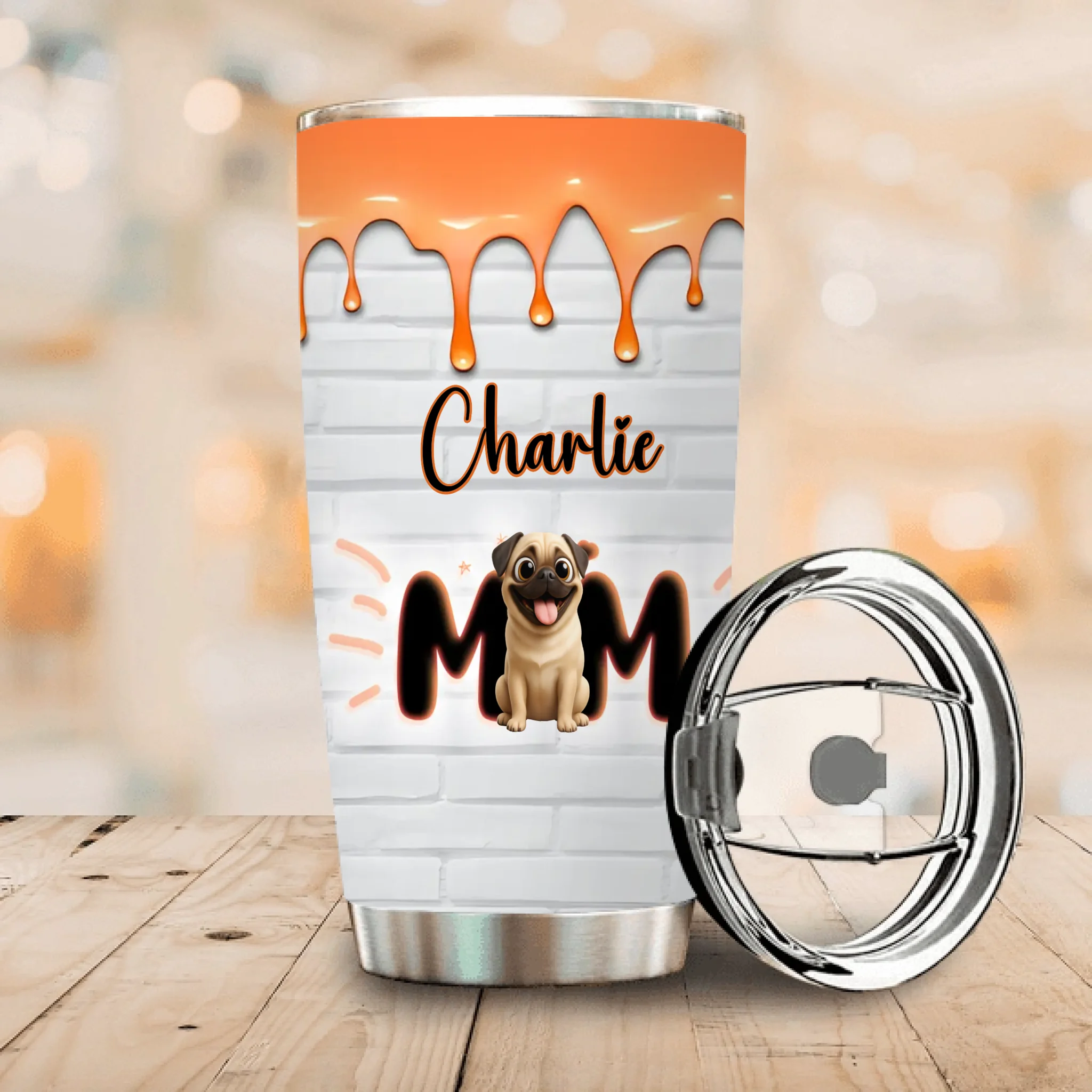 Custom Pug Lover Tumbler - Personalized Dog Name, Cute Gift For Dog Lovers | 89Prints