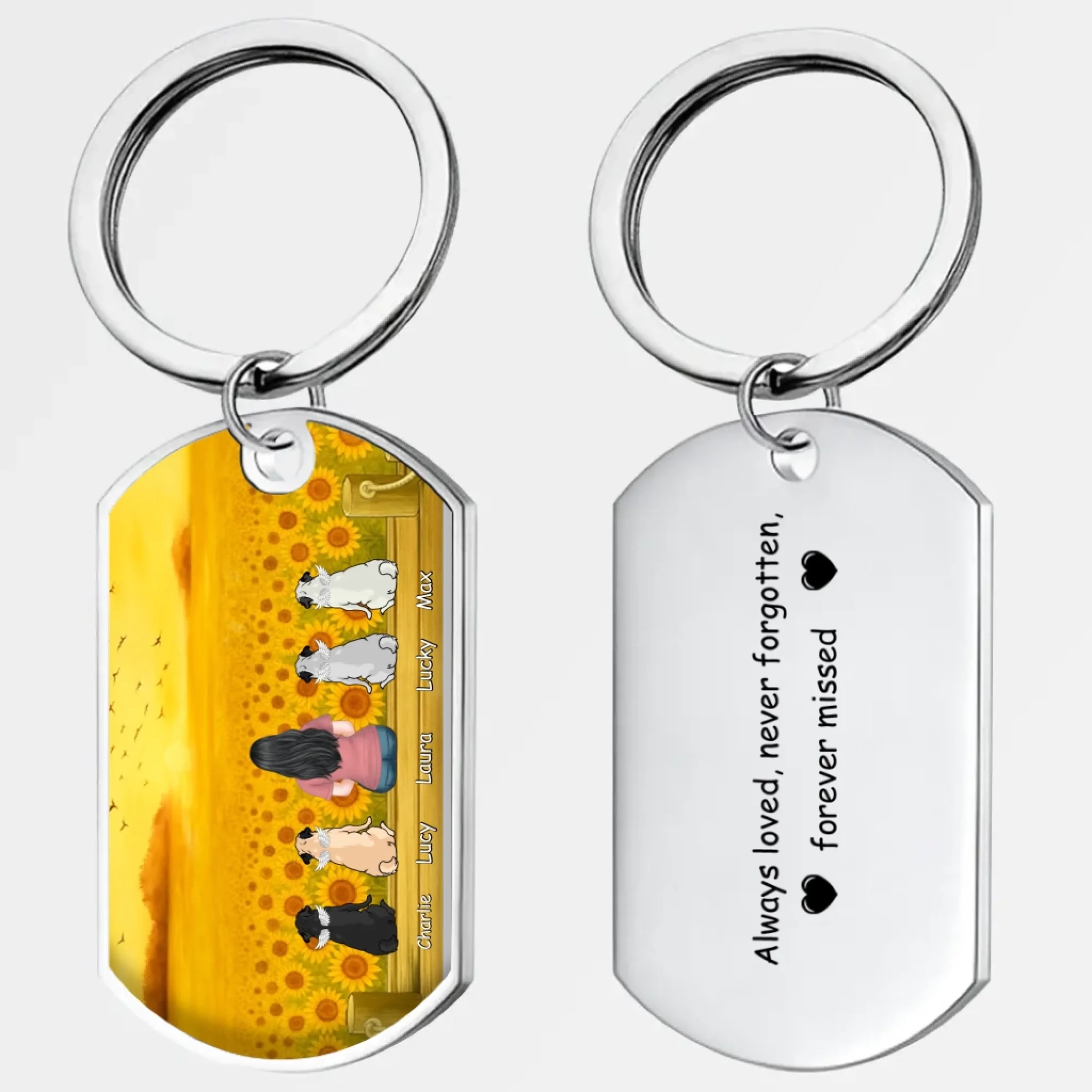 Custom Pug Keychain - Personalized Pet Remembrance Gift “Always Loved, Never Forgotten