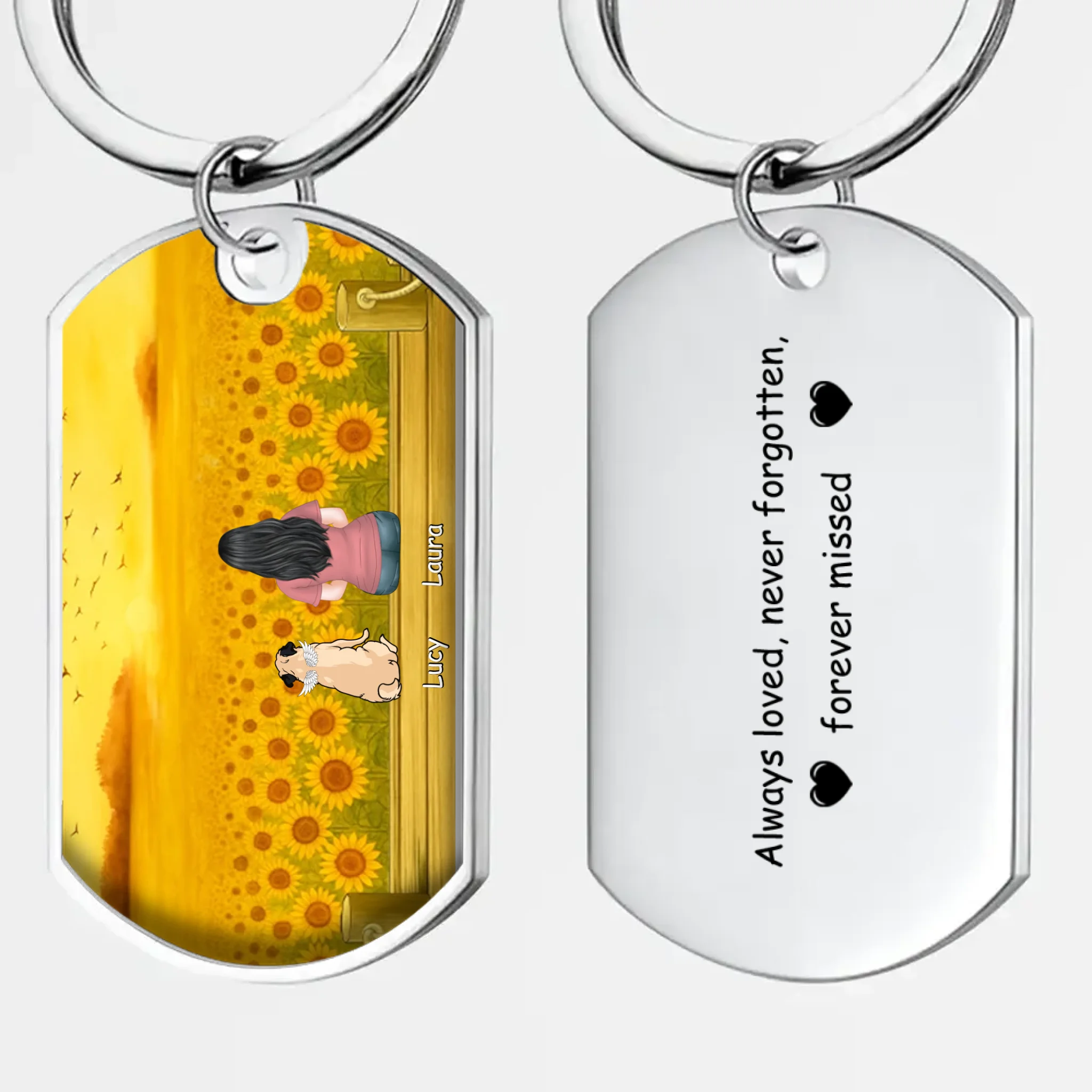 Custom Pug Keychain - Personalized Pet Remembrance Gift “Always Loved, Never Forgotten