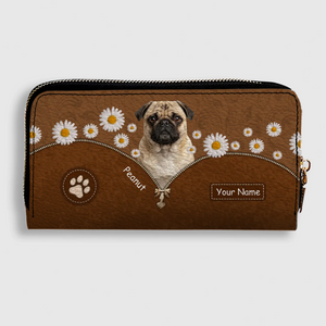 Custom Pug Lover Wallet - Personalized Dog Portrait Leather Purse With Name | 89Prints