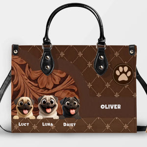 Personalized Pug Lover Handbag - Quilted Floral Carved Leather Dog Gift| 89Prints