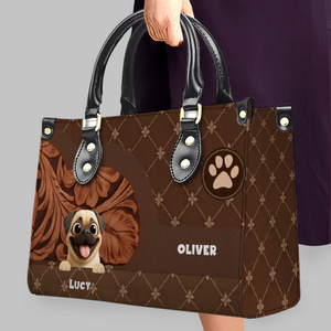 Personalized Pug Lover Handbag - Quilted Floral Carved Leather Dog Gift| 89Prints