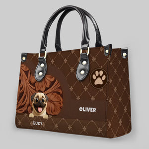 Personalized Pug Lover Handbag - Quilted Floral Carved Leather Dog Gift| 89Prints