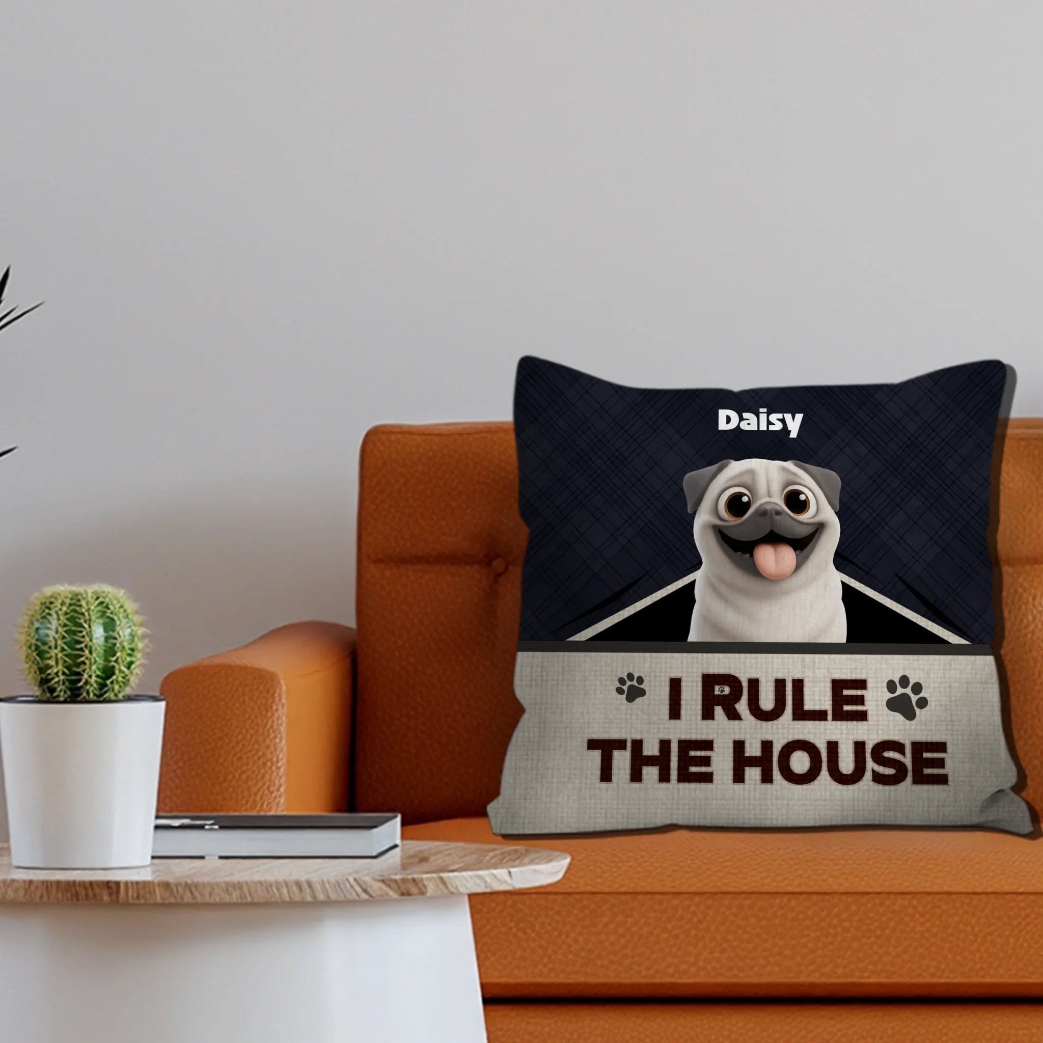 Customized Pug Lover Pillow - I Rule The House Present | 89Prints